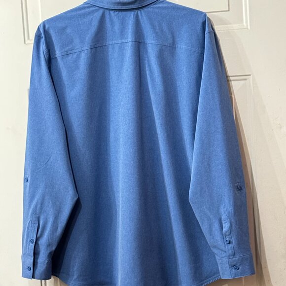 NEW Eddie Bauer Sz 2X Womens Button Up Shirt Roll Up Long Sleeve Blue Pockets - Picture 6 of 11
